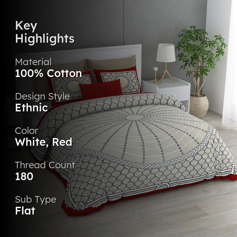 Riviera Printed Cotton Bedsheet (Ivory) - 180 TC media 2