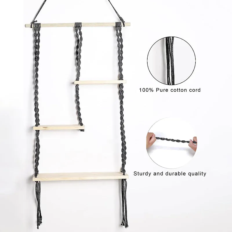 Knotra Macrame Wall Shelf - Black media 5