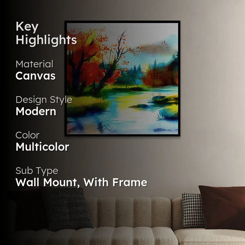 Psych Landscape Canvas Wall Art With Frame media 2