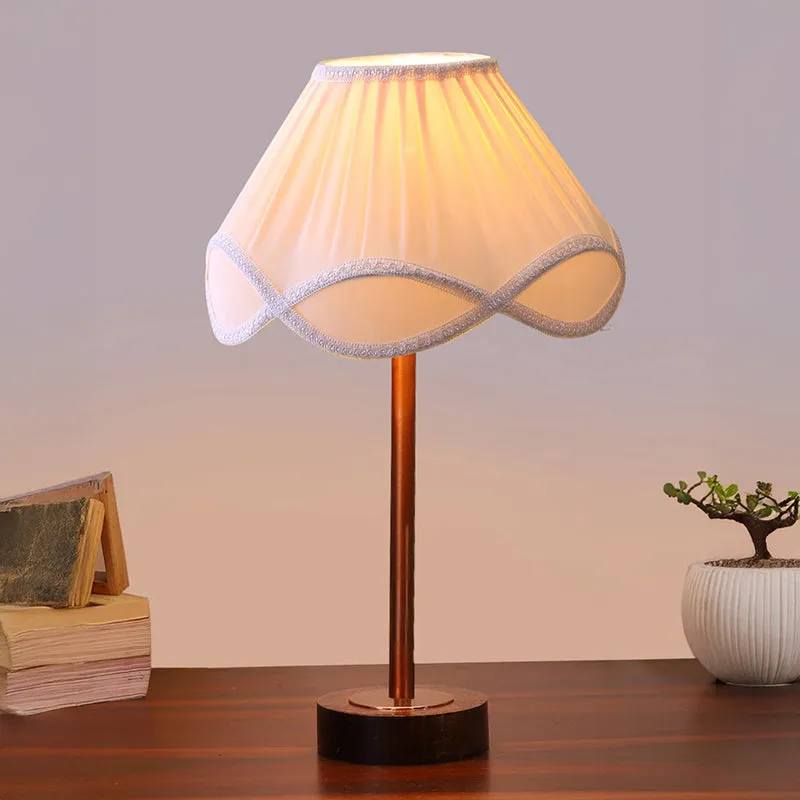 Valencia Rodin Wooden Table Lamp - OffWhite,Copper,Brown media 2