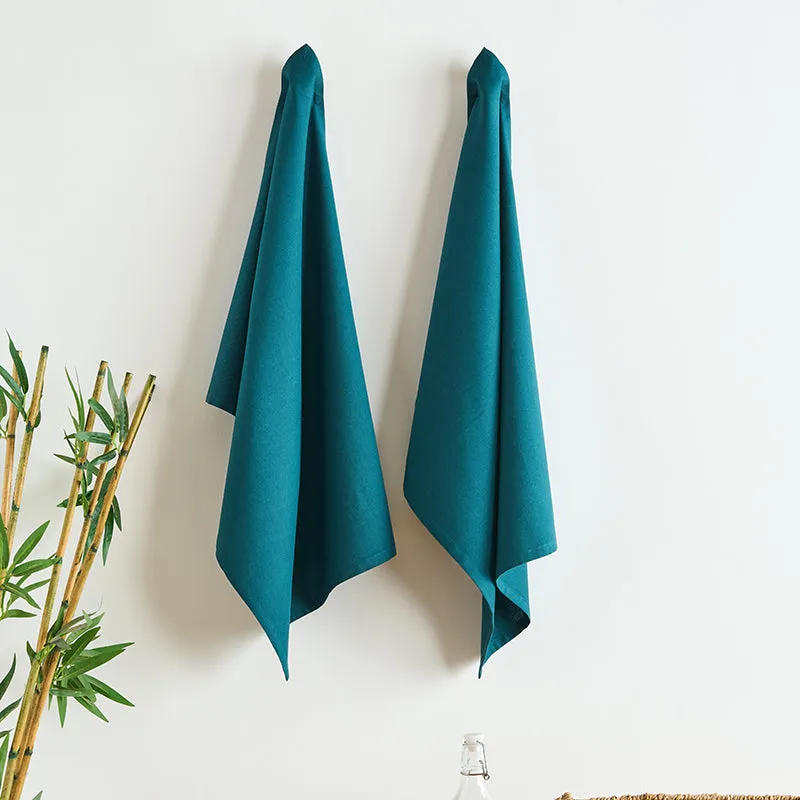 Sophistitch Solid Cotton Kitchen Towel (Dark Green) - Set Of Two media 1