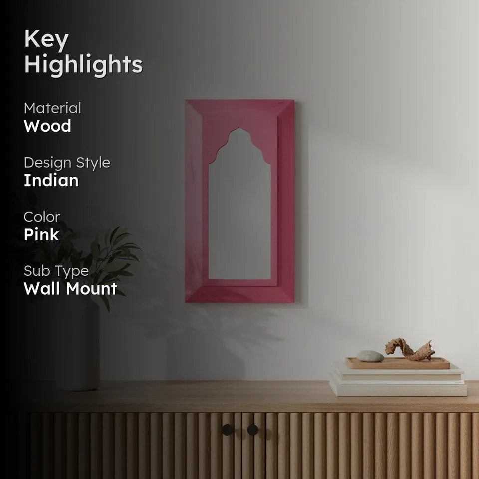 Arched Decorative Wall Mirror -Pink media 2