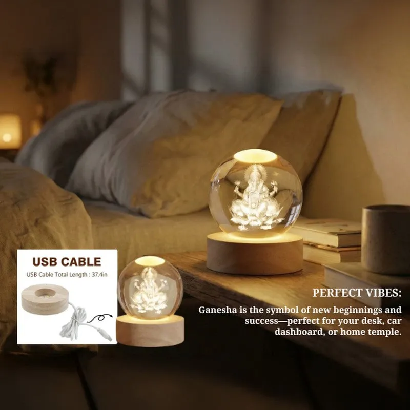 Divine Ganesha Glass Ball Table Lamp media 8