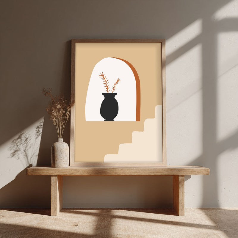 Sunlit Alcove Canvas Wall Painting With Brown Frame media 4