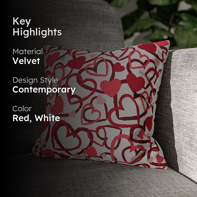 Heart Storm Printed Velvet Cushion Cover media 2
