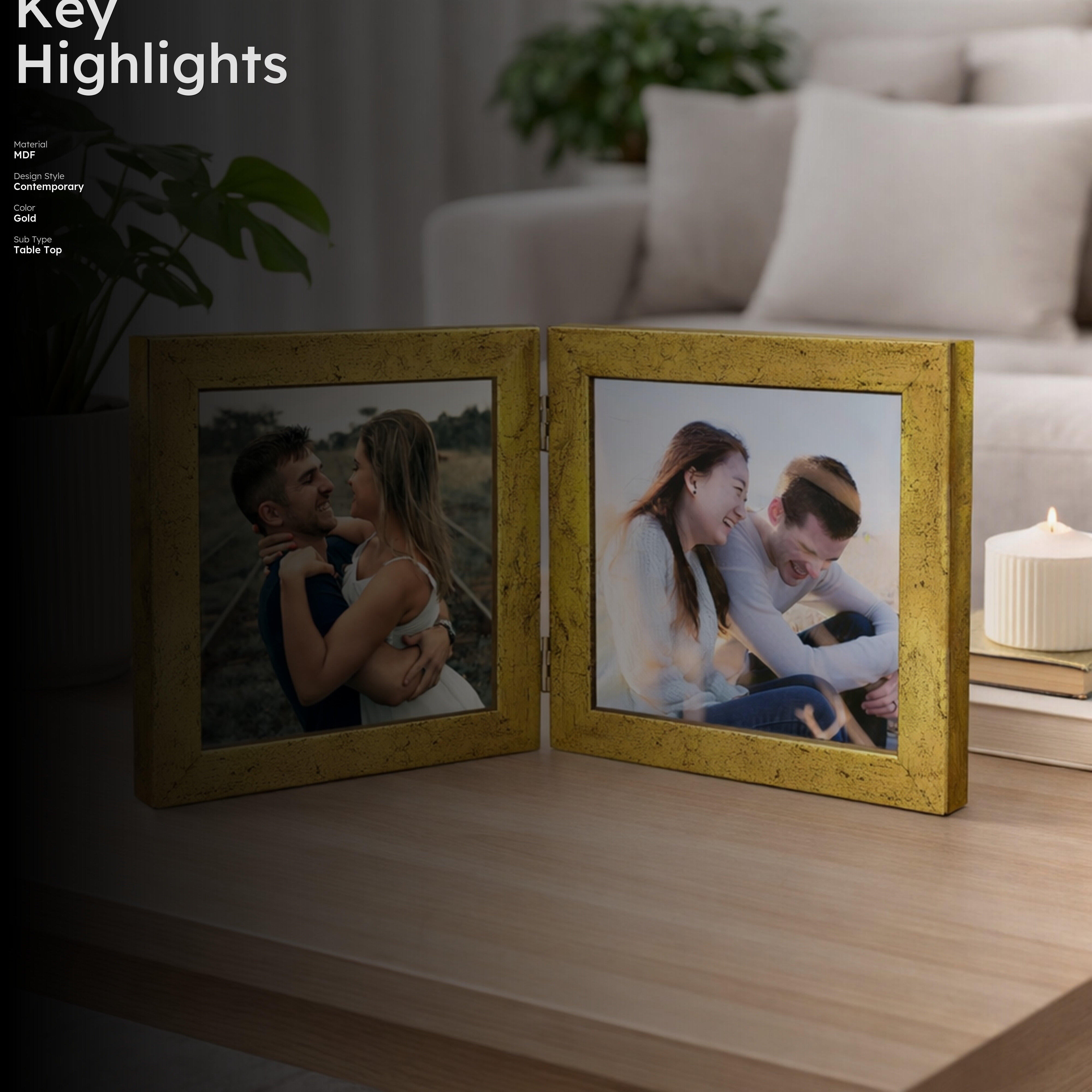 Rustic MDF Photo Frame - Golden media 2