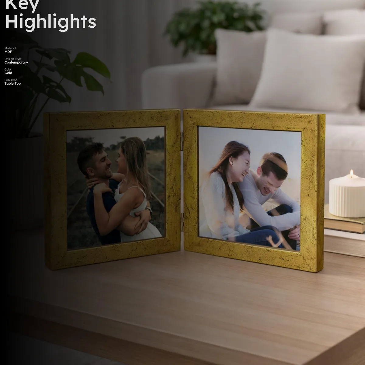 Rustic MDF Photo Frame - Golden media 2