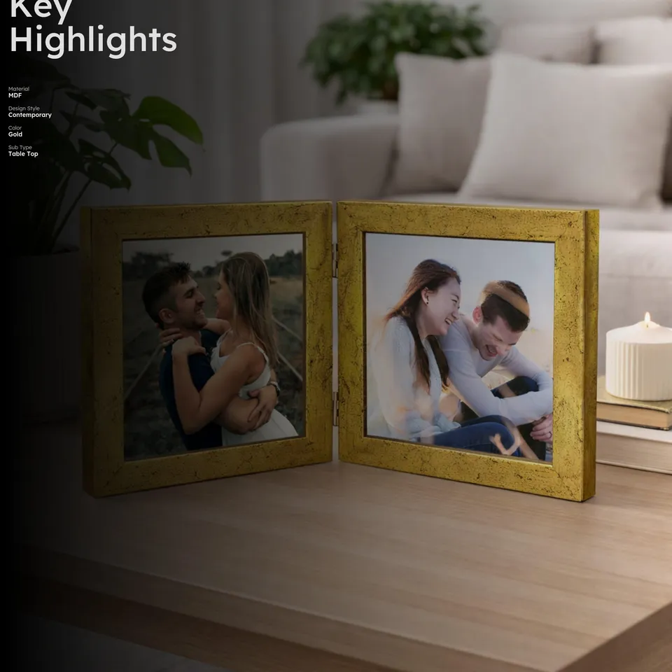 Rustic MDF Photo Frame - Golden media 2