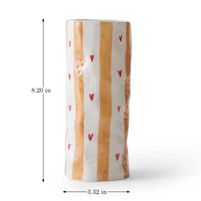 Monoline Stripe Tall Ceramic Vase - Orange media 11