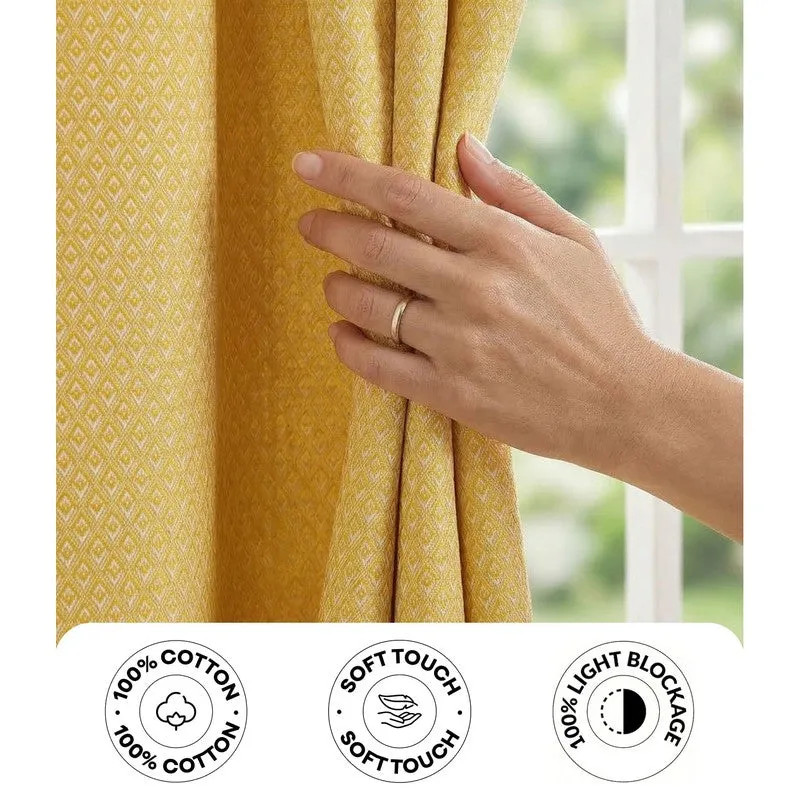 Form Ease Cotton Blackout Curtains (Yellow) - Set Of Two media 6