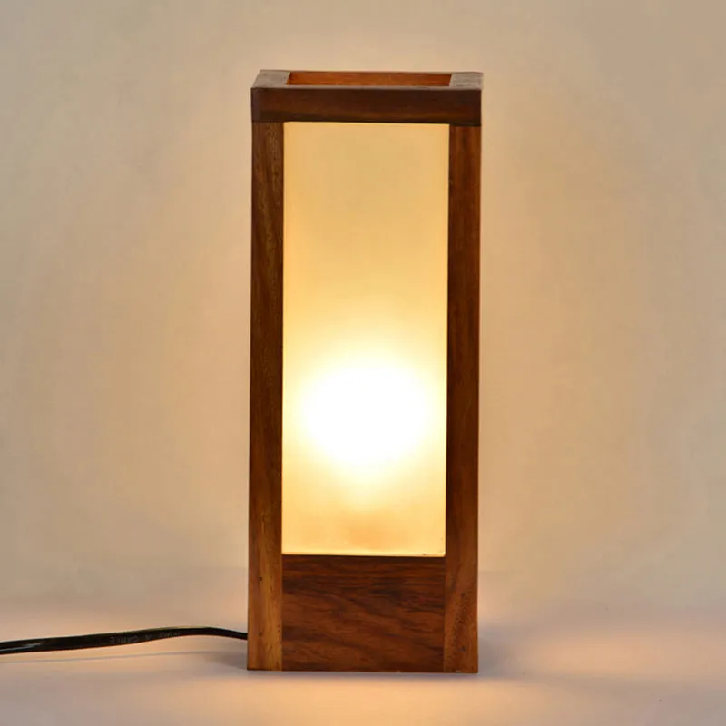 Aarush Handcrafted Frosted Glass & Sheesham Wood Table Lamp - Brown media 3