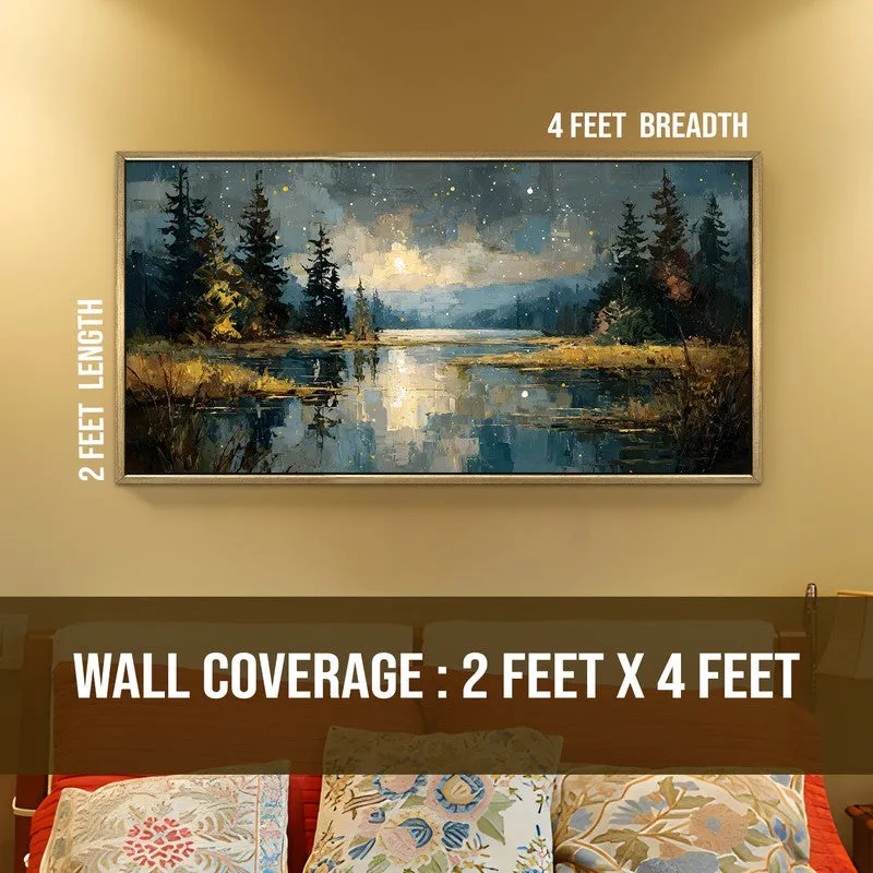 Nocturne Lake Canvas Wall Painting With Frame media 8