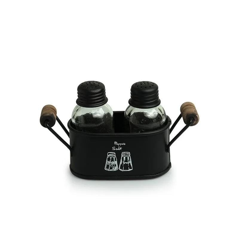 Piperis Salt & Pepper Shaker With Iron Tray (60 mL Each) - Three Piece Set media 3