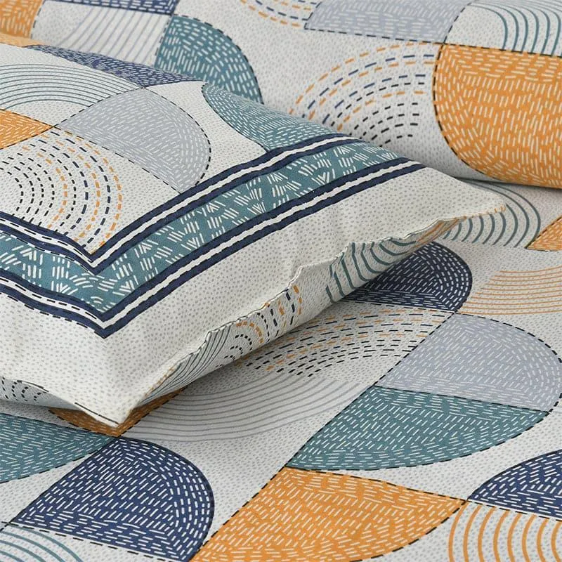 Aabhita Floral Cotton Bedsheet (Blue,Yellow) - 160 TC media 5