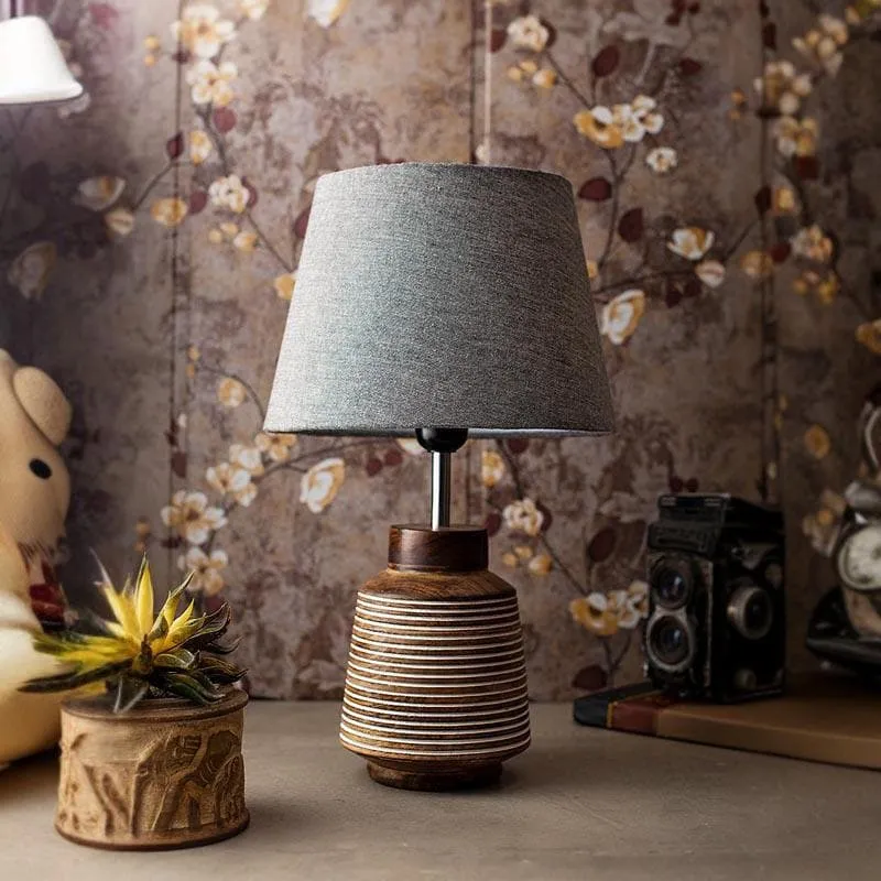 Classy With Twist Ridged Stand Fabric Table Lamp - Grey,Brown media 3