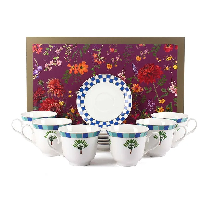 BlossomCharm 24k Gold Brushed Porcelain Tea Cup (300 mL Each) -  Twelve Piece Set media 6