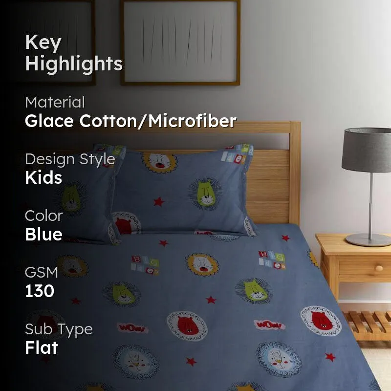 Lion Buddies Printed Microfiber Bedsheet - 130 GSM media 2