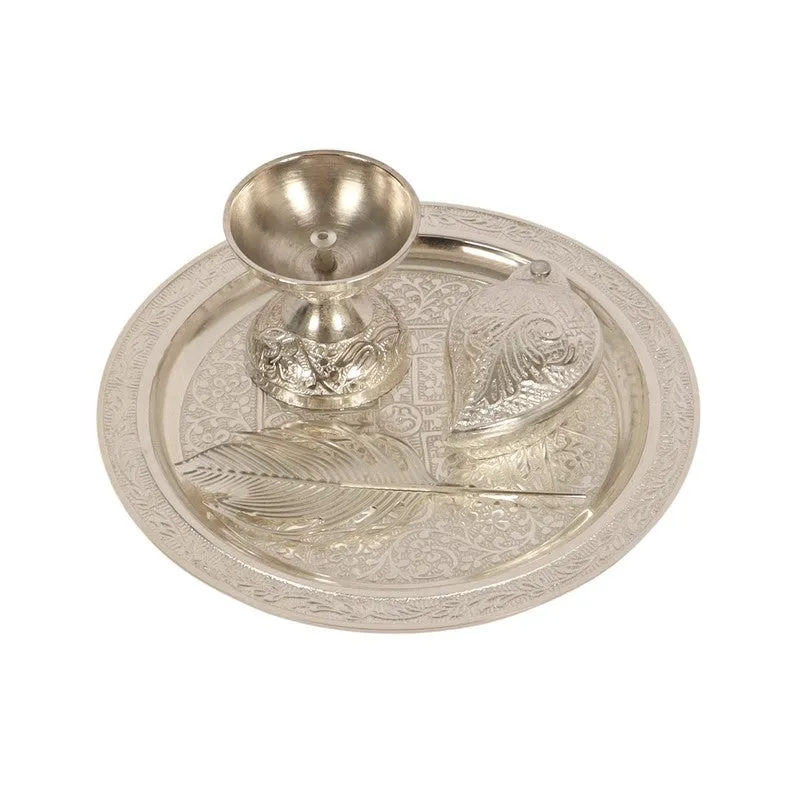 Divya Pooja Thali Set (Silver) - Four Piece Set media 5
