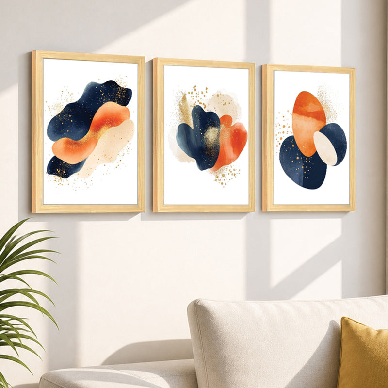 Chromis Abstract Color Wall Art With Frame - Set Of Three