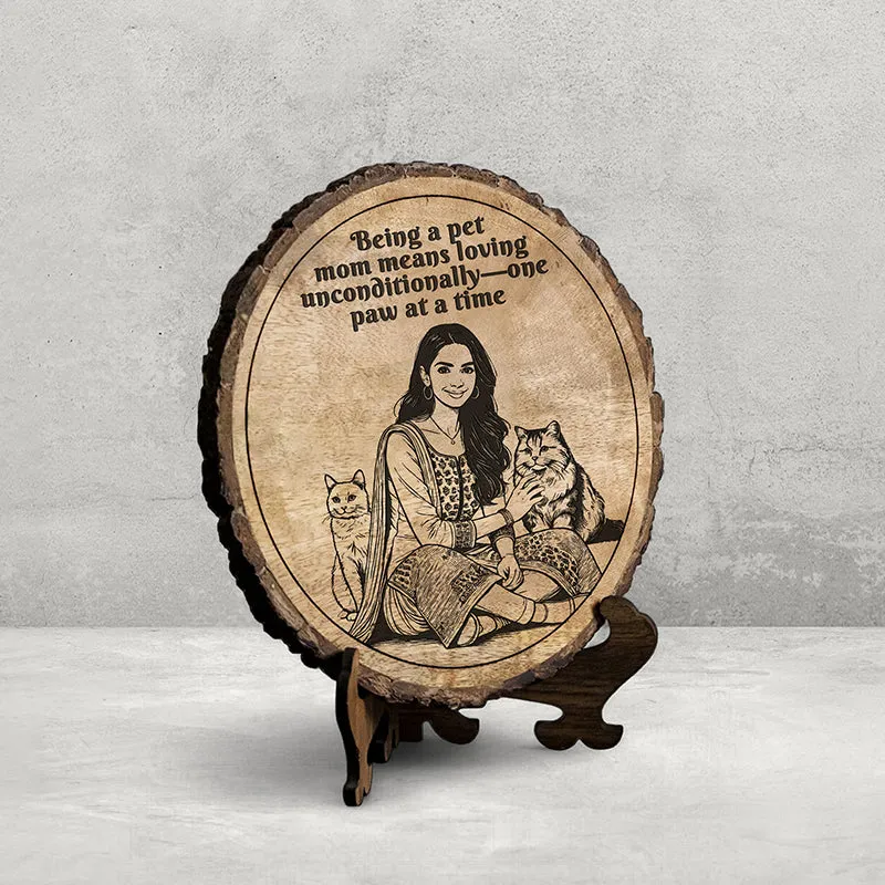 One Paw At A Time Wooden Showpiece - Round media 3