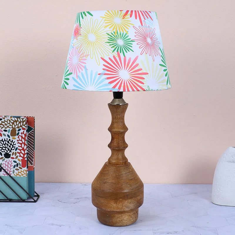 Hikari Glyph Printed Mango Wood Table Lamp - Multicolor media 2