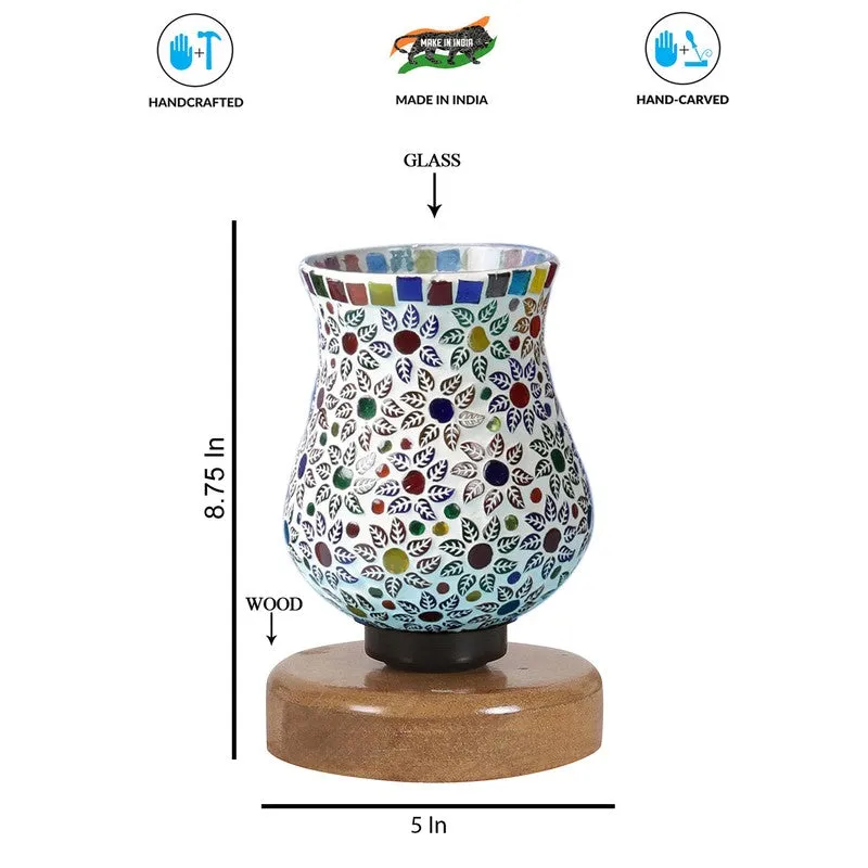 Solene Mosaic Glass Table Lamp With Wooden Base - Multicolor media 8