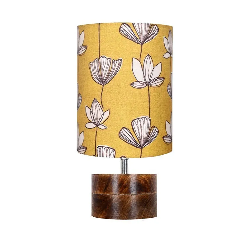 FlairAura Luxury Desk Wooden Table Lamp - Yellow,White,Brown media 3