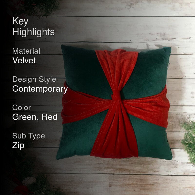 Crimson Knot Velvet Christmas Cushion Cover media 2