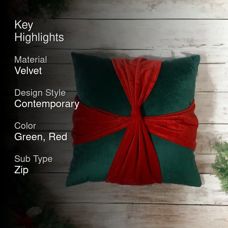 Crimson Knot Velvet Christmas Cushion Cover media 2