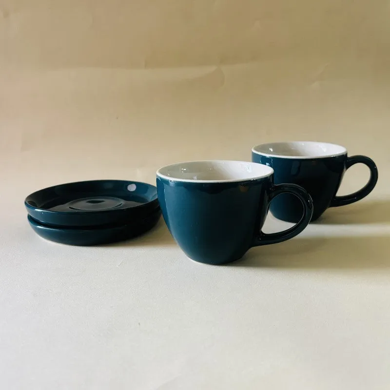Ceramic Cup & Saucer (Deep Green/180 mL Each) - Set of Two media 4
