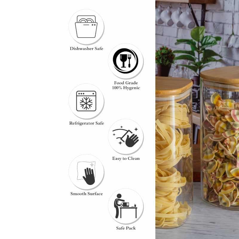 Aura Glass Jar With Wooden Lid (1580 mL Each) - Set Of Two media 6