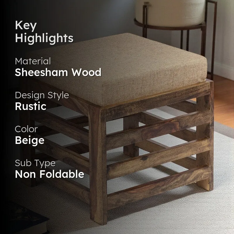 Tavro Sheesham Wooden Bench with Stool (Beige) - Two Piece Set media 2