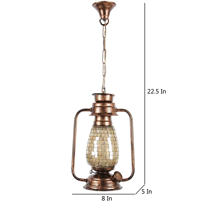 Avina Mosaic Lantern Glass Ceiling Lamp - Copper media 5