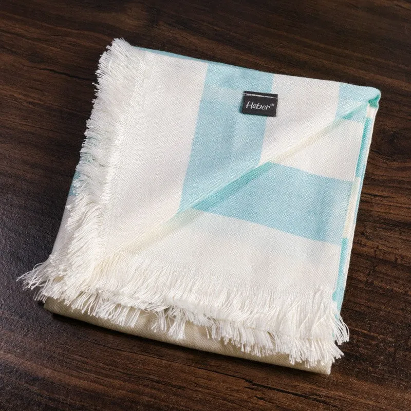 Swaddlix Striped White & Blue Bamboo Bath Towel media 6