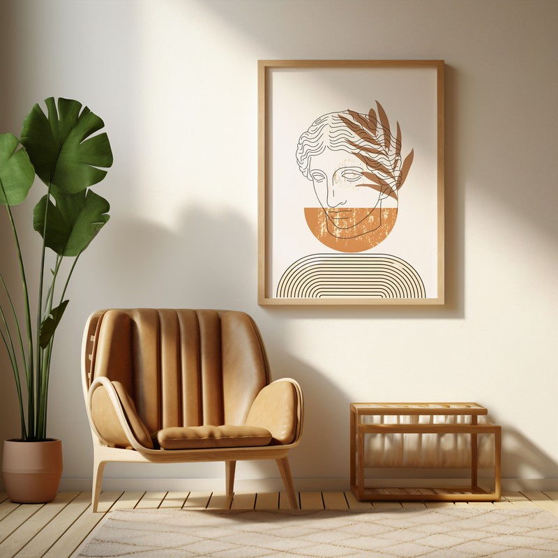 Athena Archival Canvas Wall Art - Natural Brown Frame