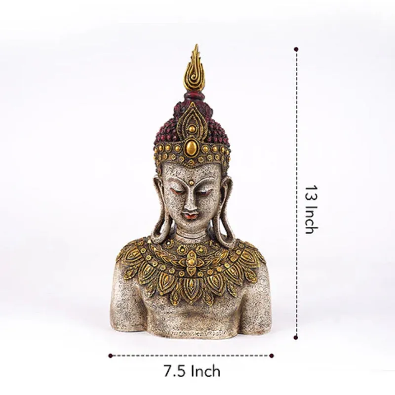 Jewelled Buddha Painted Resin Showpiece media 7