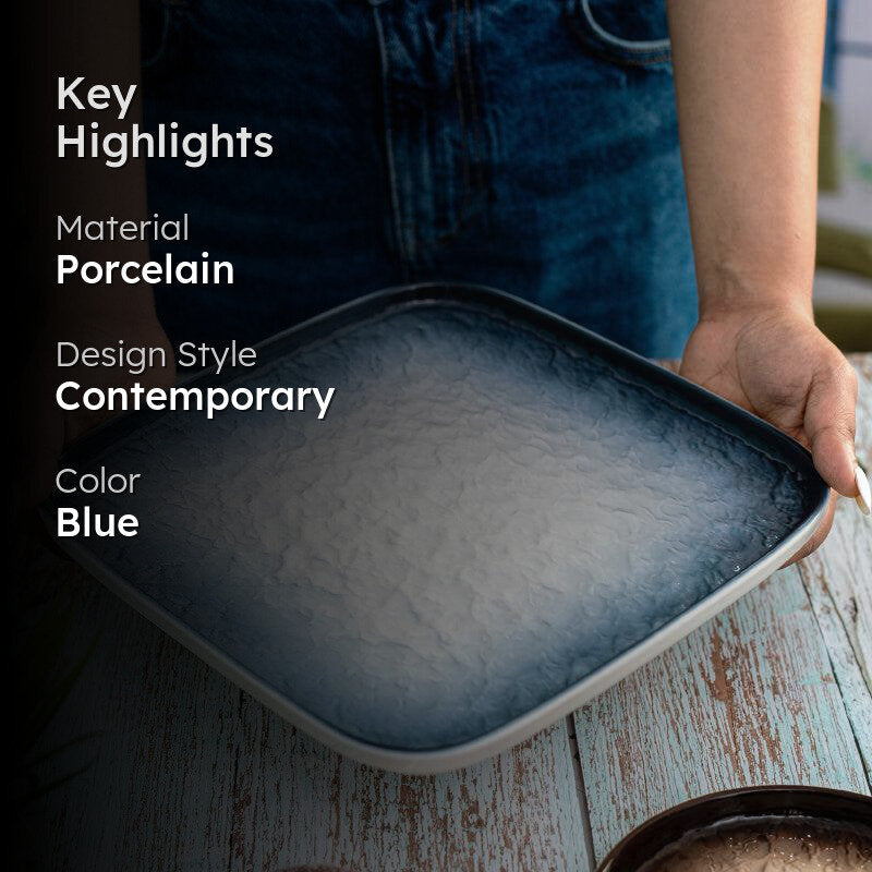 Nomura Square Porcelain Platter - Blue media 2