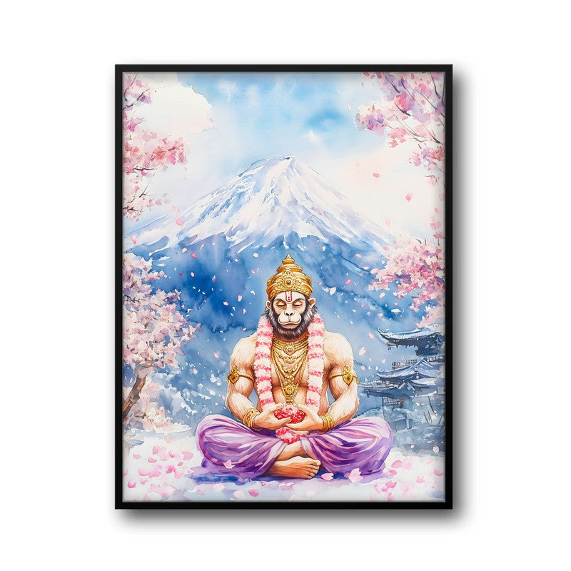 Divine Chiranjeevi Spiritual Archival Paper Wall Painting With Frame - Black media 5