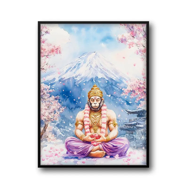 Divine Chiranjeevi Spiritual Archival Paper Wall Painting With Frame - Black media 5