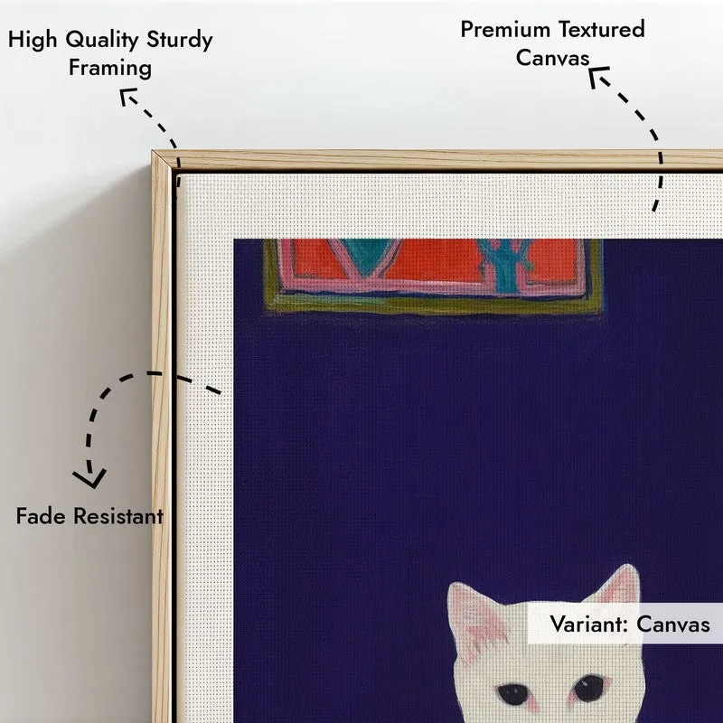 Matisse's Cat Inspired by Henri Matisse Archival Canvas Wall Art - Natural Brown Frame media 6