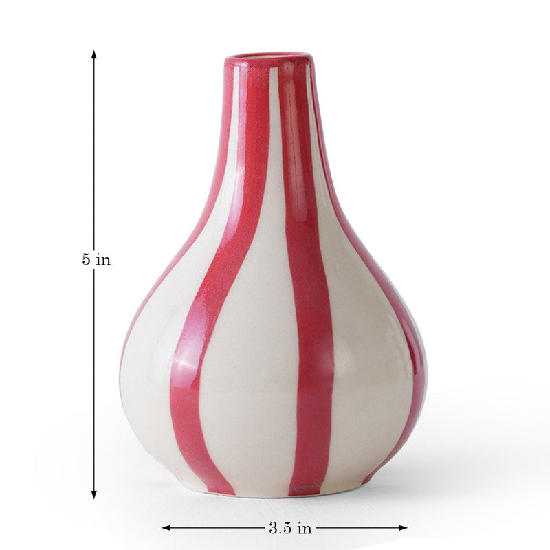 Waveon Ceramic Flower Vase - White,Red media 10