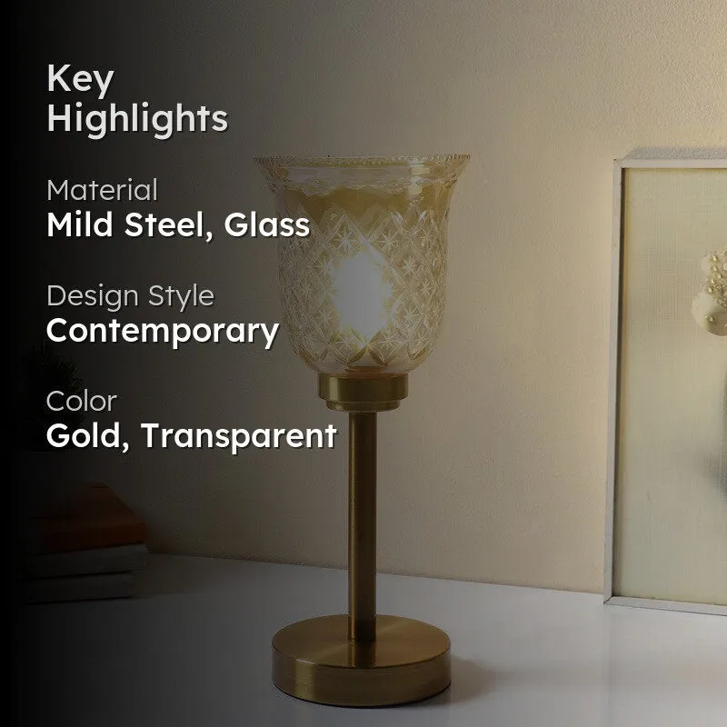 Elyra Elegant Mild Steel Table Lamp - Gold,Transparent media 2