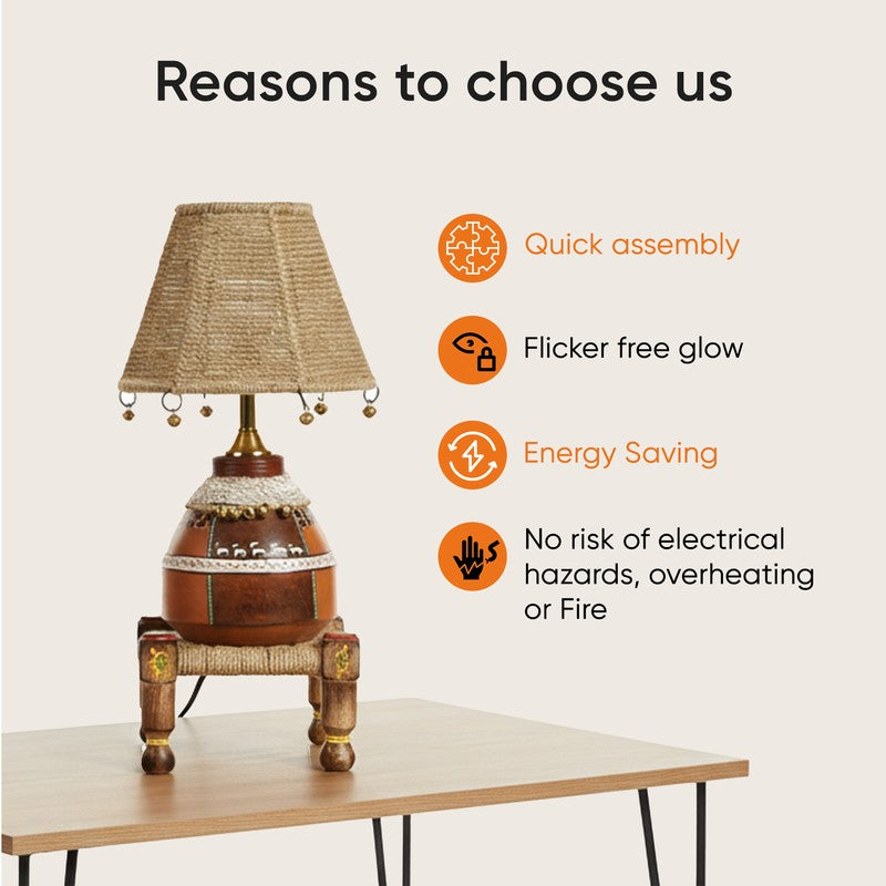 Giva Terracotta Table Lamp With Manji - Multicolor media 6