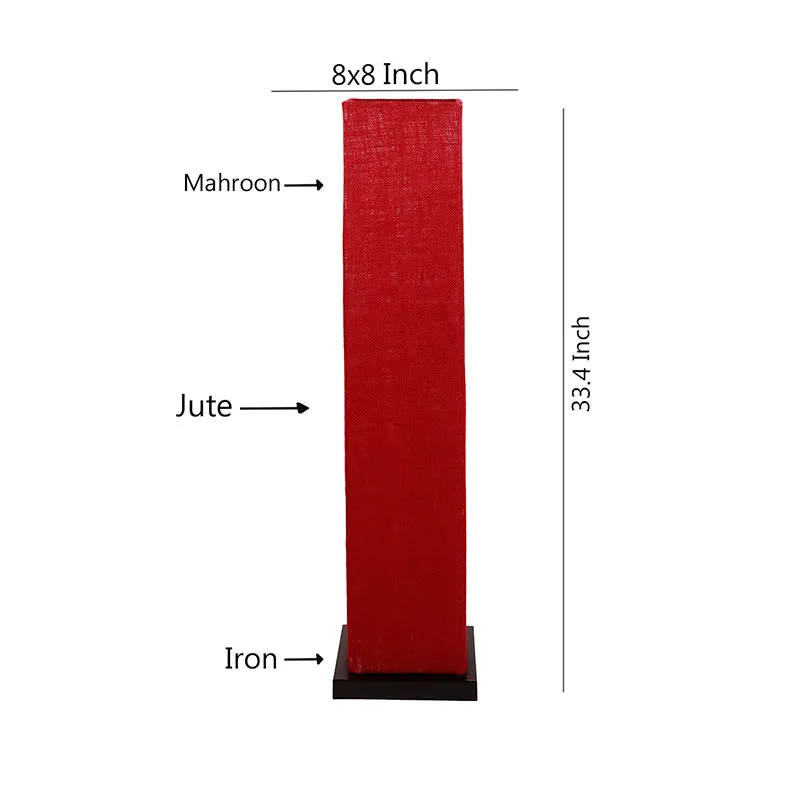 Abita Wooden Tower Floor Lamp With Jute Shade - Maroon media 5