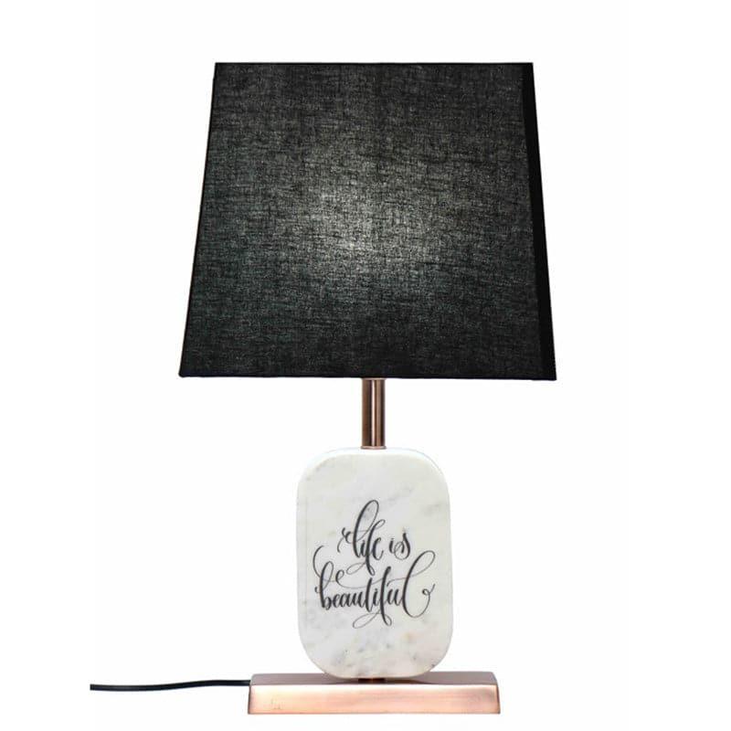 Life Light Printed Marble & Copper Base Fabric Table Lamp - Black,White media 4