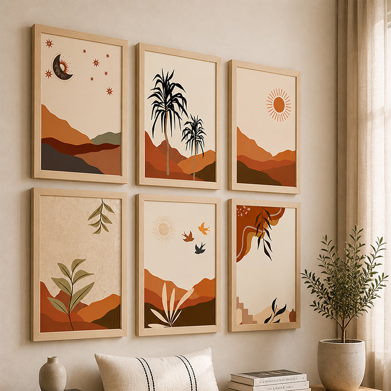 Deserta Boho Wall Painting - Set Of Six