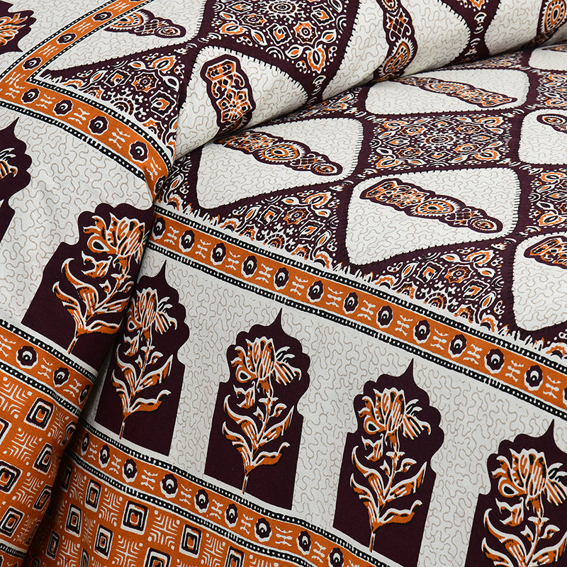 Balla Ethnic Cotton Bedsheet (Brown) - 180 TC media 3