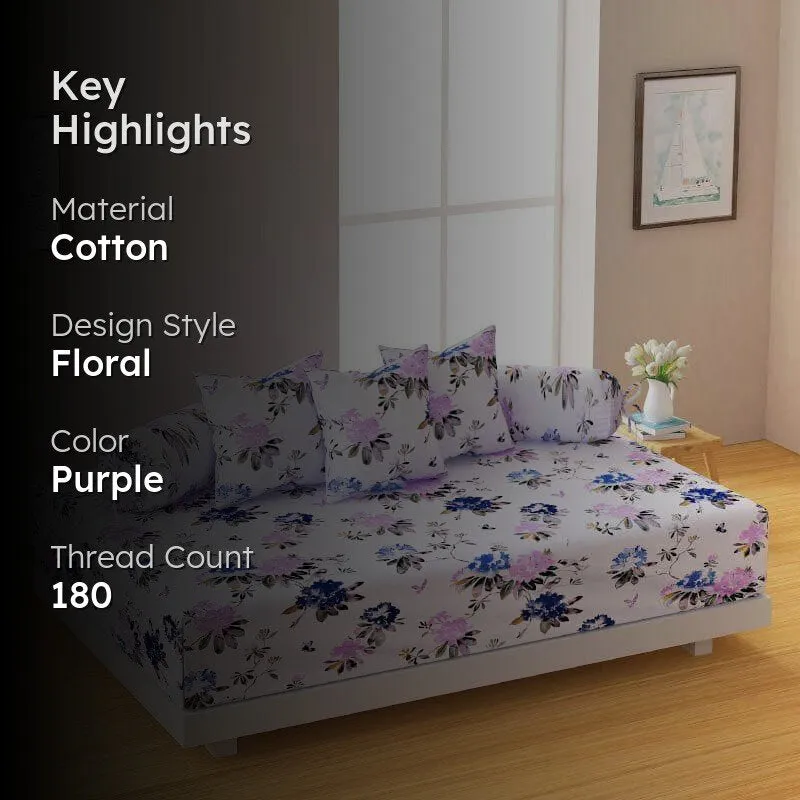 Swayam Nerine Floral Diwan Set - Purple media 2