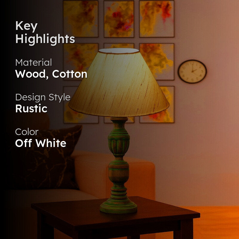 Arvello Auro Wooden Table Lamp - OffWhite media 2