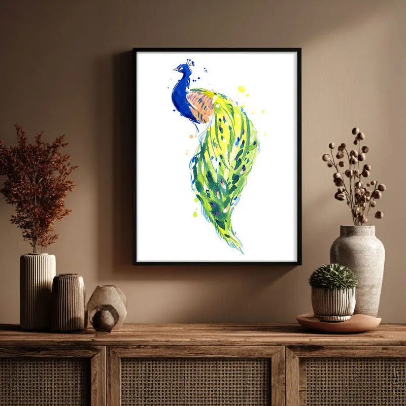 Feathery Peacock Archival Paper Wall Art With Frame media 3
